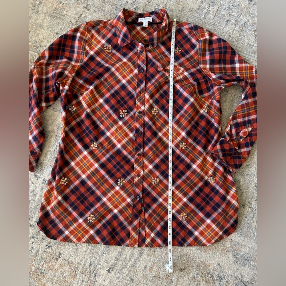 Kim Rogers women’s button down plaid fall blouse size 1x - Picture 7 of 10